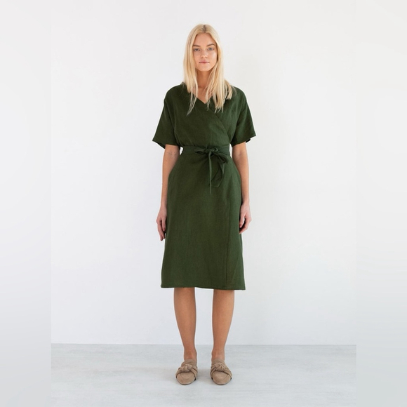 Love & Confuse Linen Wrap Kimono Inspired Summer Dress - Picture 3 of 7